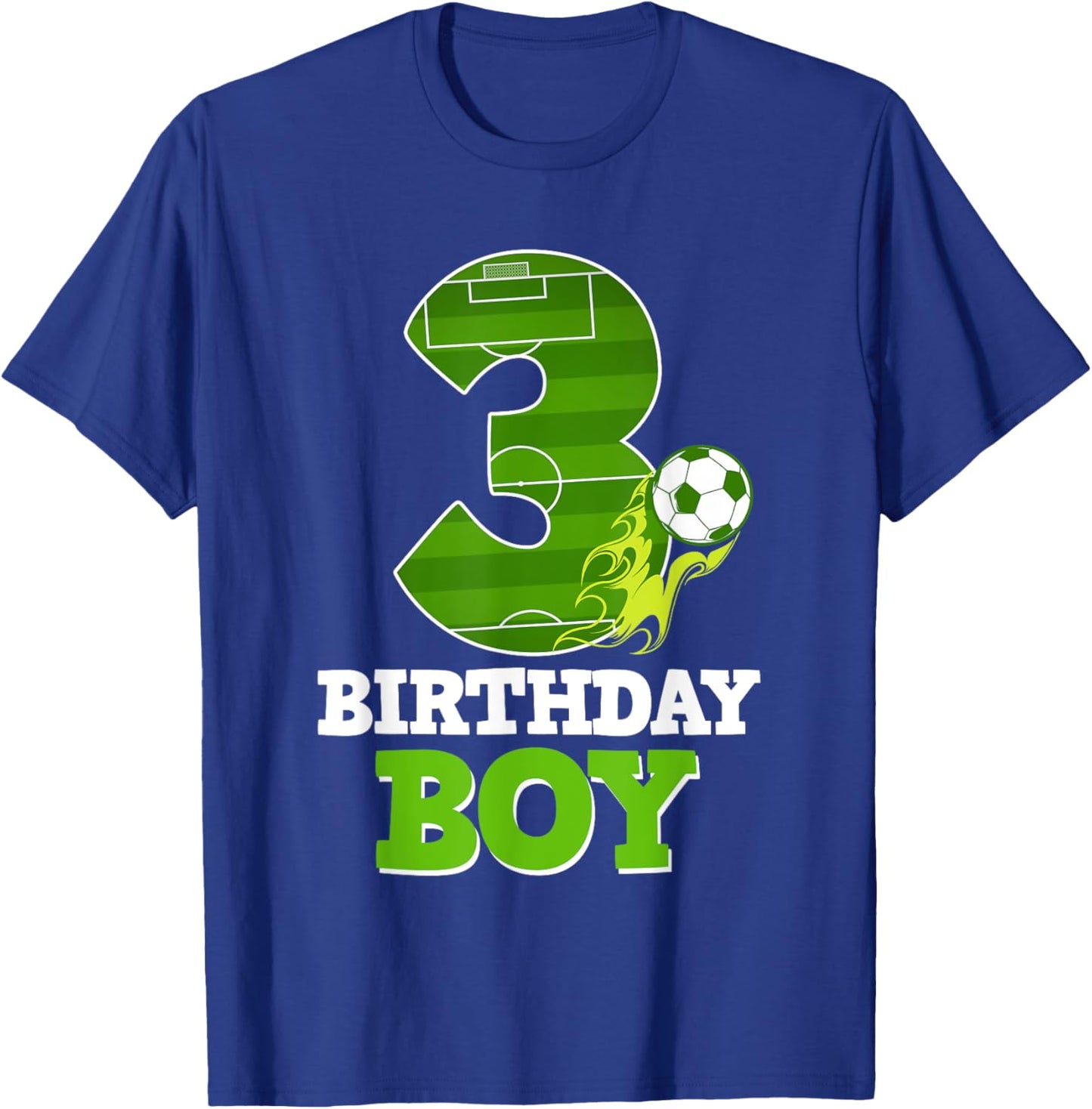 Happy 3rd Birthday Boy Soccer Lover 3 Yrs Old B-day T-Shirt - T-Shirt | Royal