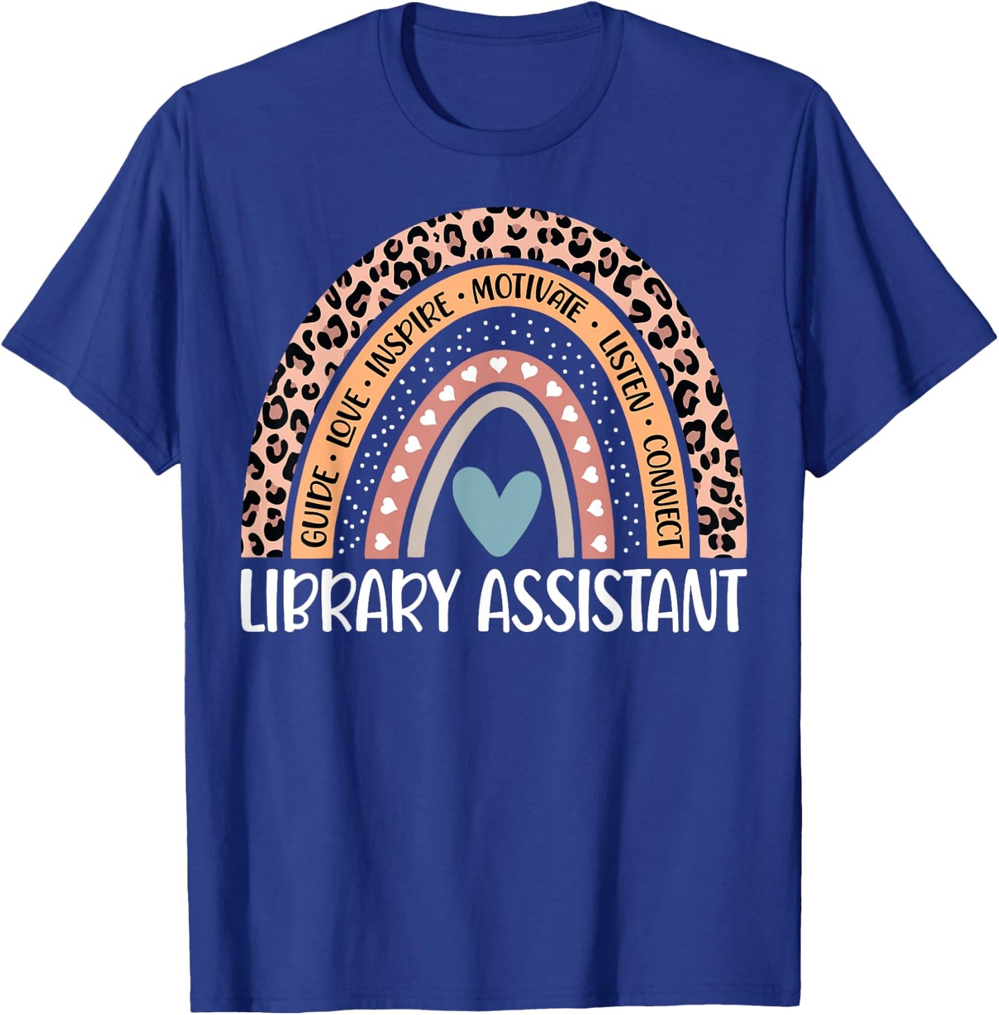 Library Assistant 100th Day Of School Librarian Rainbow T-Shirt - T-Shirt | Royal