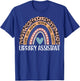Library Assistant 100th Day Of School Librarian Rainbow T-Shirt - T-Shirt | Royal