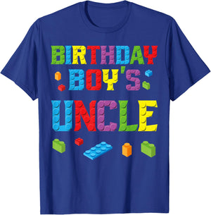 Master Builder Birthday Boy's Uncle Building Bricks Blocks T-Shirt - T-Shirt | Royal