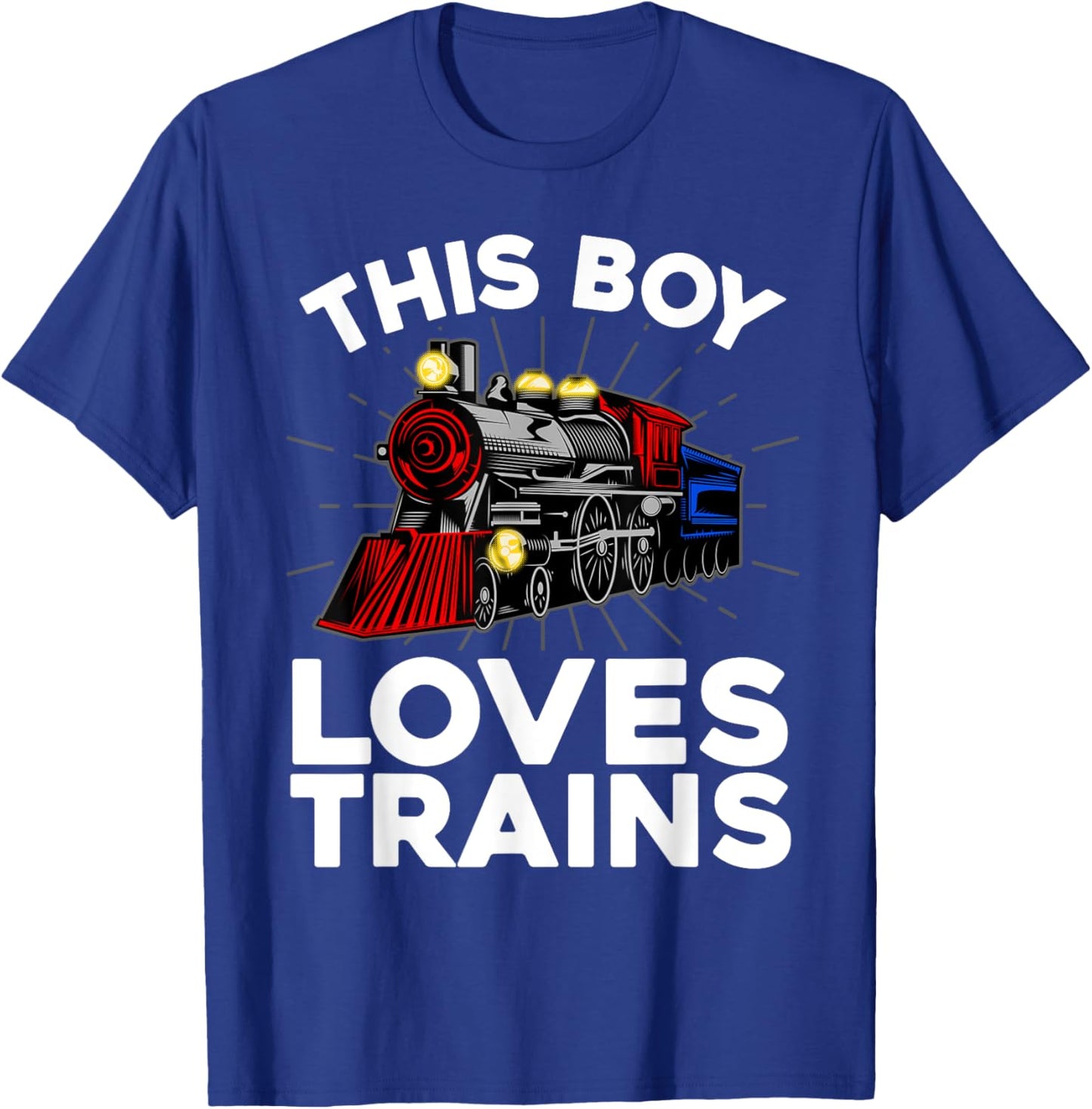 Cool Train Art For Boys Kids Toddlers Train Lovers Railroad T-Shirt - T-Shirt | Royal