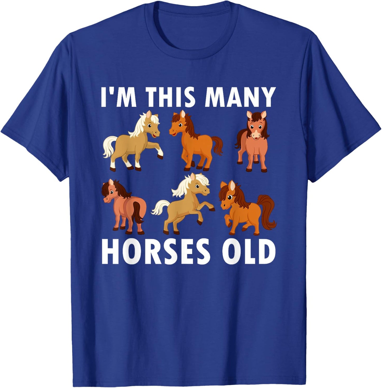 6 Years Old Girl Horses Old 6th Birthday Kids T-Shirt - T-Shirt | Royal