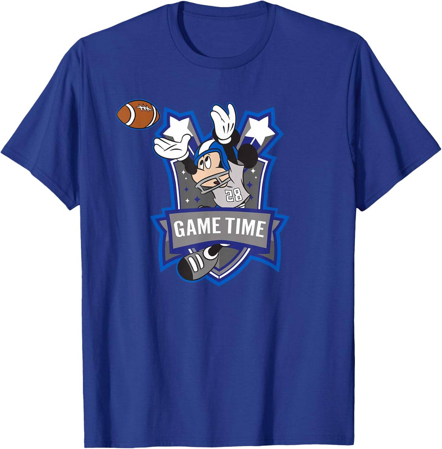 Disney Mickey Mouse #28 Game Time Football Catch Sports T-Shirt - T-Shirt | Royal