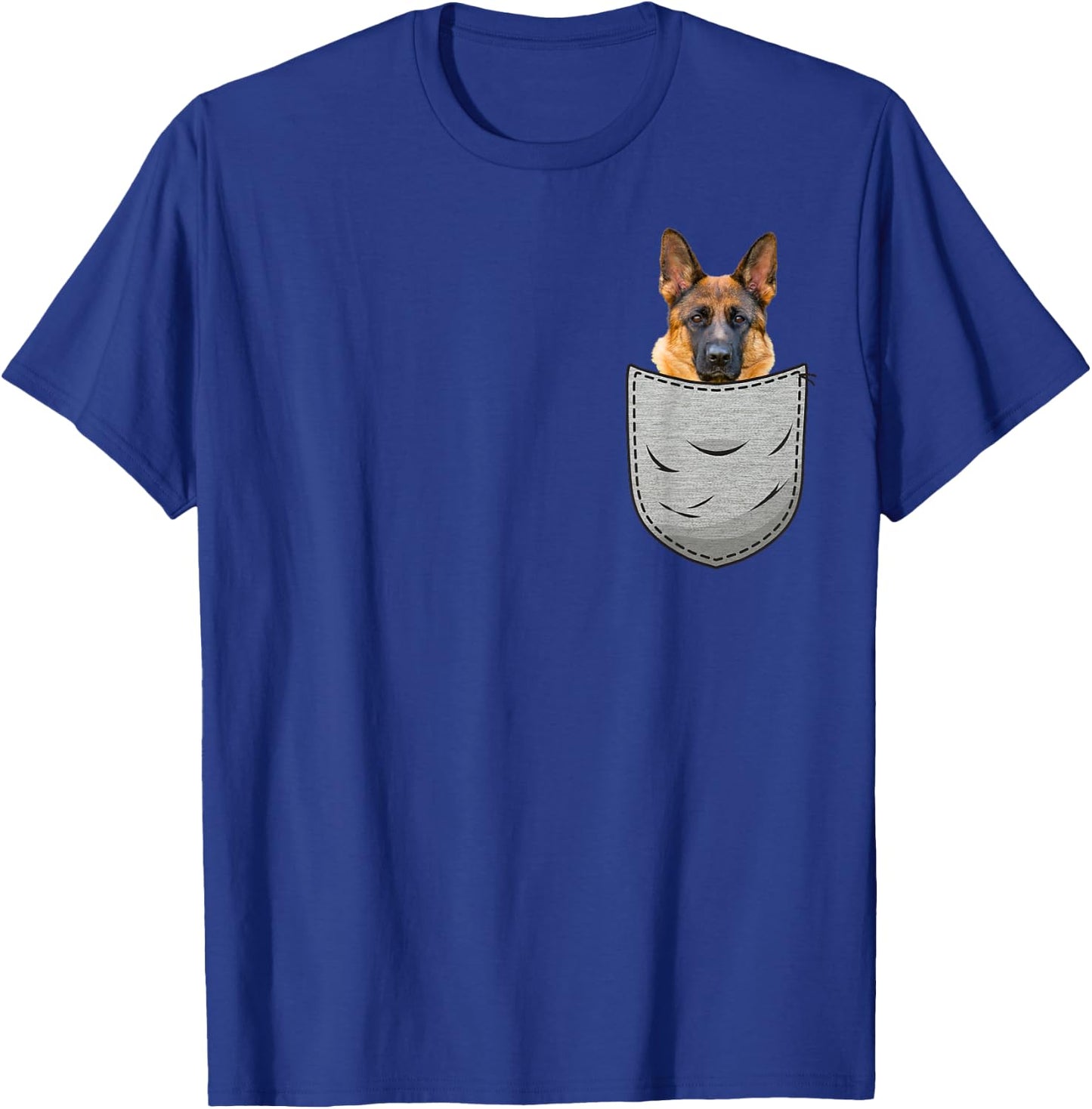 German Shepherd Dog Chest Pocket for Dog Owners T-Shirt - T-Shirt | Royal