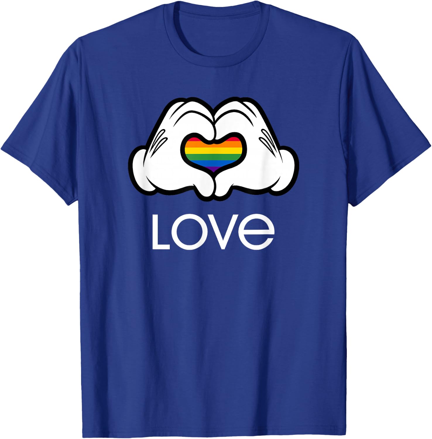 Disney Mickey And Friends Hands Rainbow Heart Love T-Shirt - T-Shirt | Royal