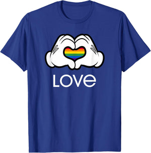 Disney Mickey And Friends Hands Rainbow Heart Love T-Shirt - T-Shirt | Royal