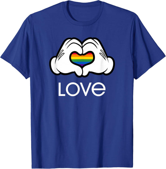 Disney Mickey And Friends Hands Rainbow Heart Love T-Shirt - T-Shirt | Royal