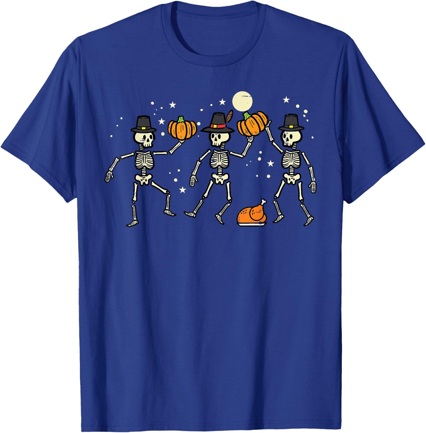 Thanksgiving Dancing Skeletons Fall Men Women Kids Toddler T-Shirt - T-Shirt | Royal