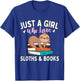 Just A Girl Who Loves Sloths & Books - Bookworm Reading T-Shirt - T-Shirt | Royal