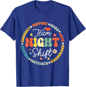 TEAM Night Shift Nurse ICU Nurse Team Critical Care Trauma T-Shirt - T-Shirt | Royal