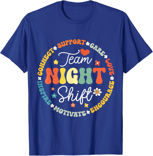TEAM Night Shift Nurse ICU Nurse Team Critical Care Trauma T-Shirt - T-Shirt | Royal