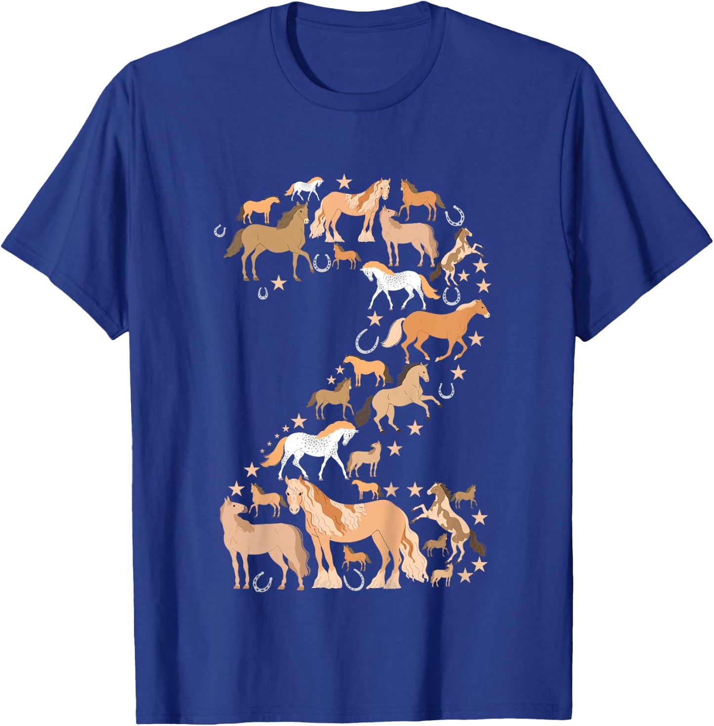 Little Girls 2 Years Old 2nd Birthday Horse Graphic Cute T-Shirt - T-Shirt | Royal