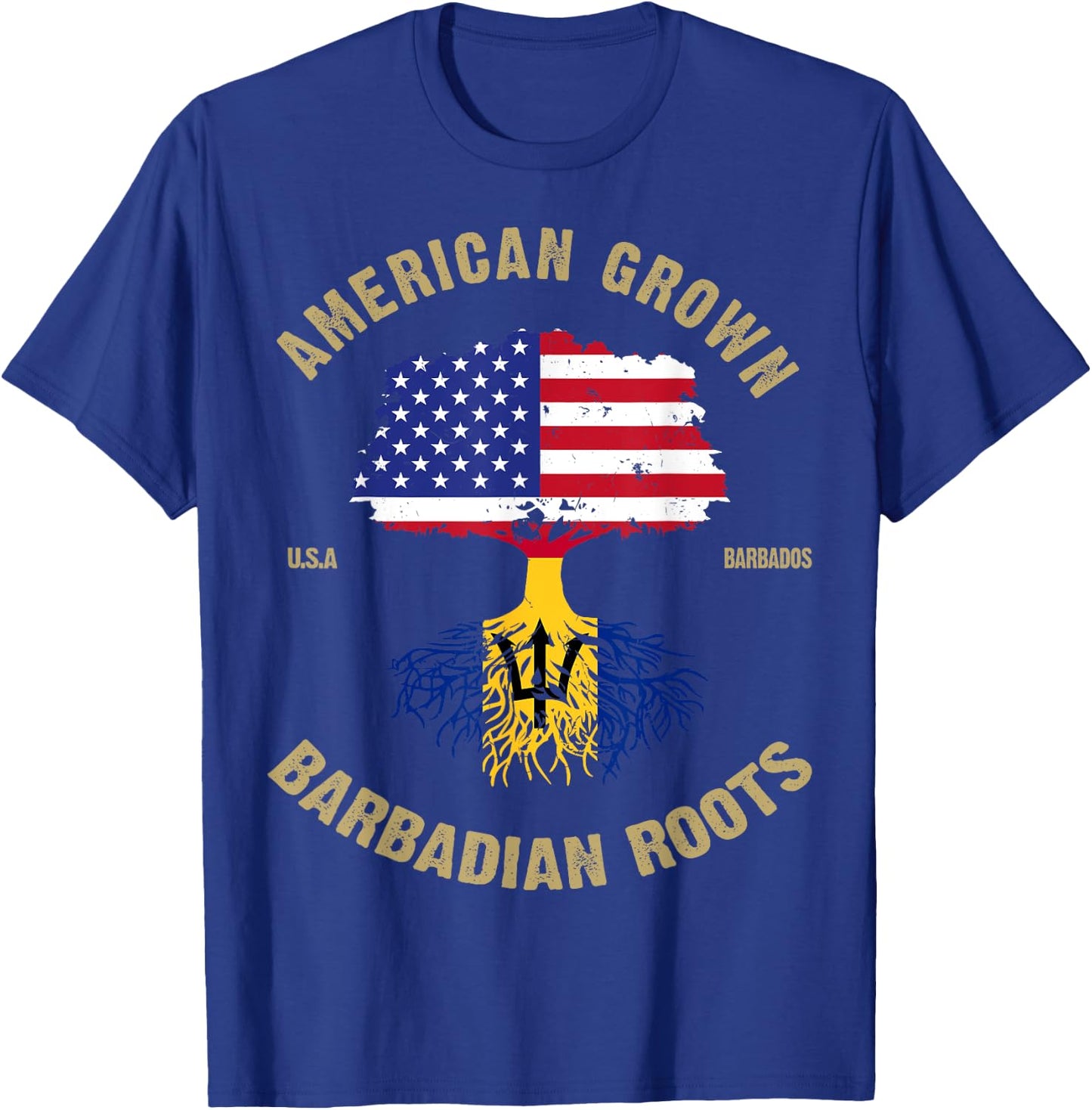 Barbados Bajan Barbadian Heritage Proud Half Barbadian Flag T-Shirt - T-Shirt | Royal