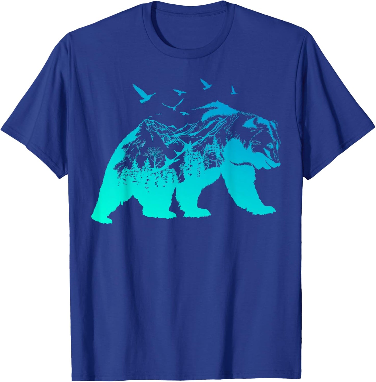Bear Nature Outdoor Mountains Forest Trees Bear Wildlife T-Shirt - T-Shirt | Royal