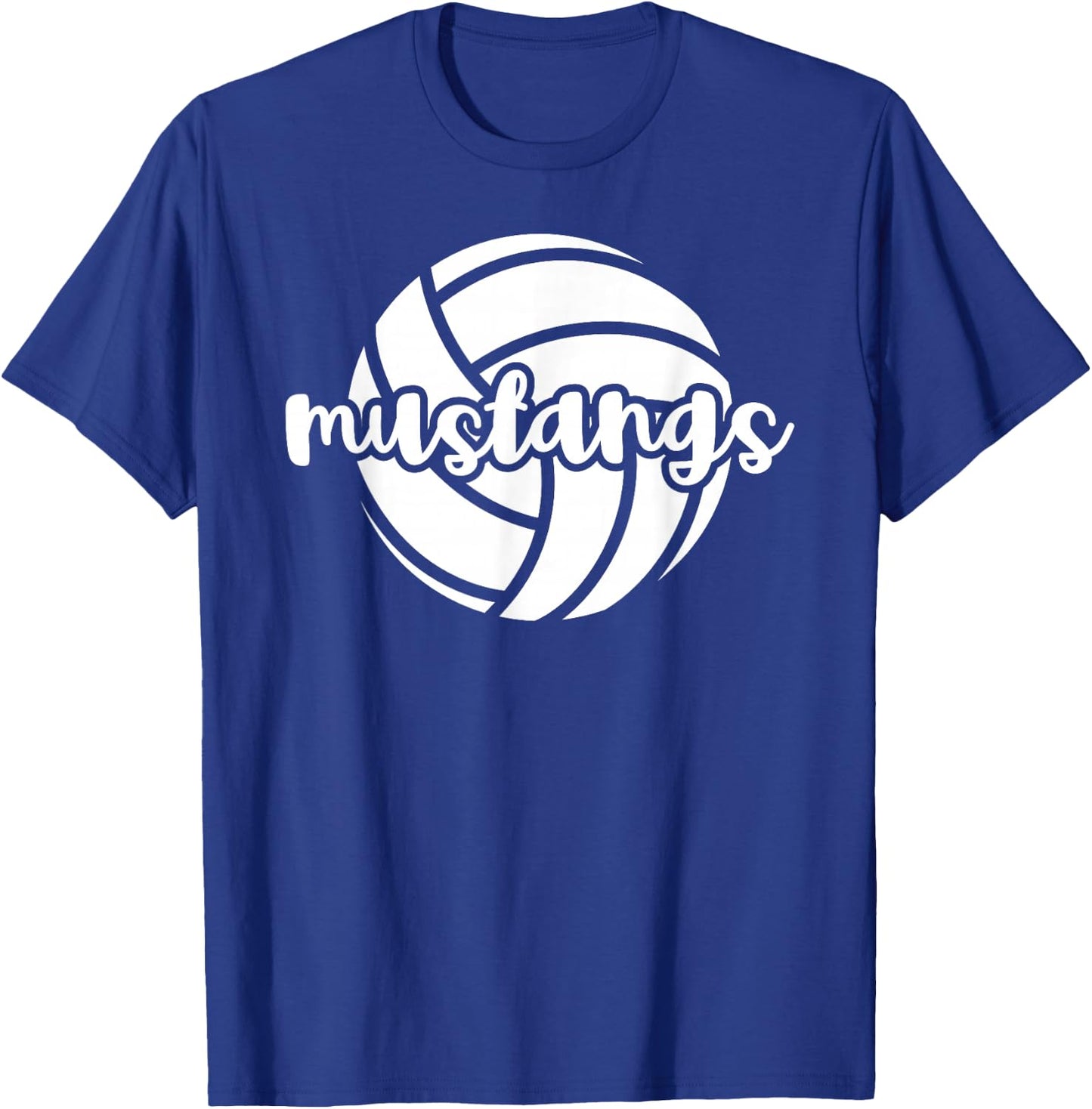 Mustangs Volleyball Team Mascot School Spirit Game Night T-Shirt - T-Shirt | Royal