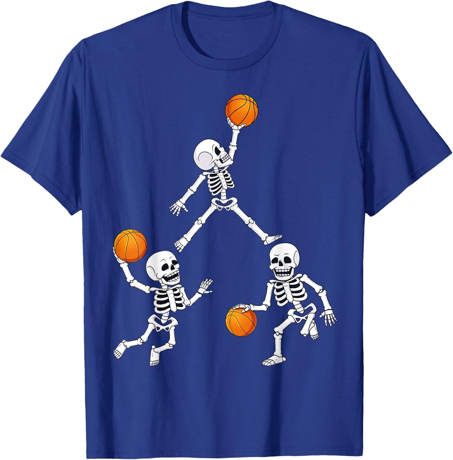 Basketball Halloween Skeleton Dunking Dribble Boys Kids Teen T-Shirt - T-Shirt | Royal