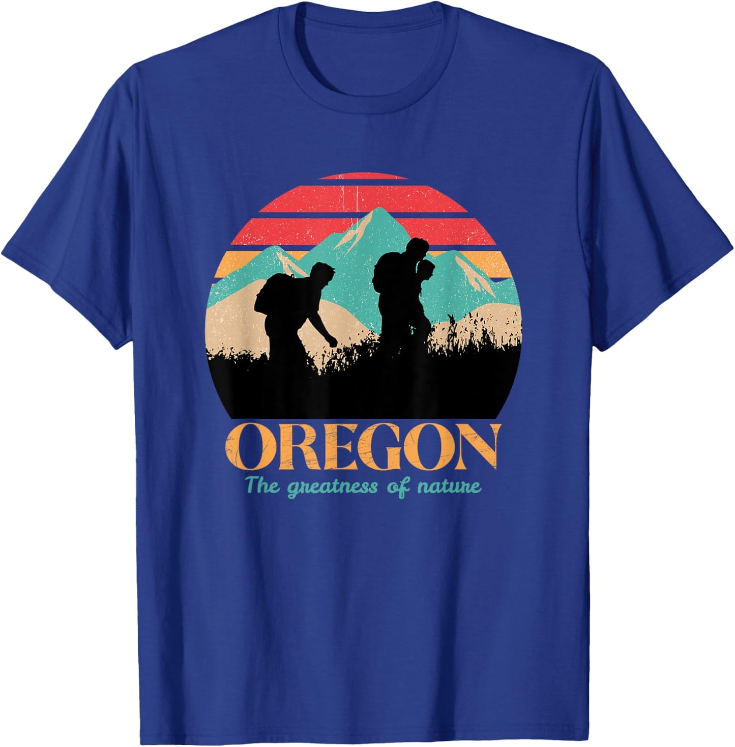 Oregon Hiking Mountains - Retro Aesthetic Design - Classic T-Shirt - T-Shirt | Royal
