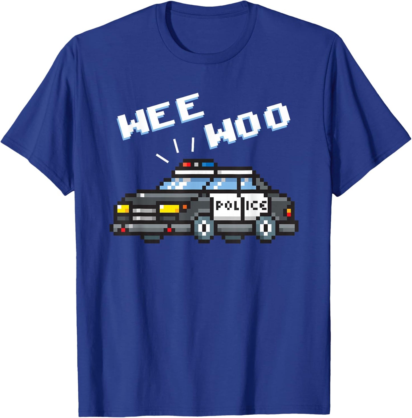 Wee Woo Pixelate Style Art Police Car T-Shirt - T-Shirt | Royal