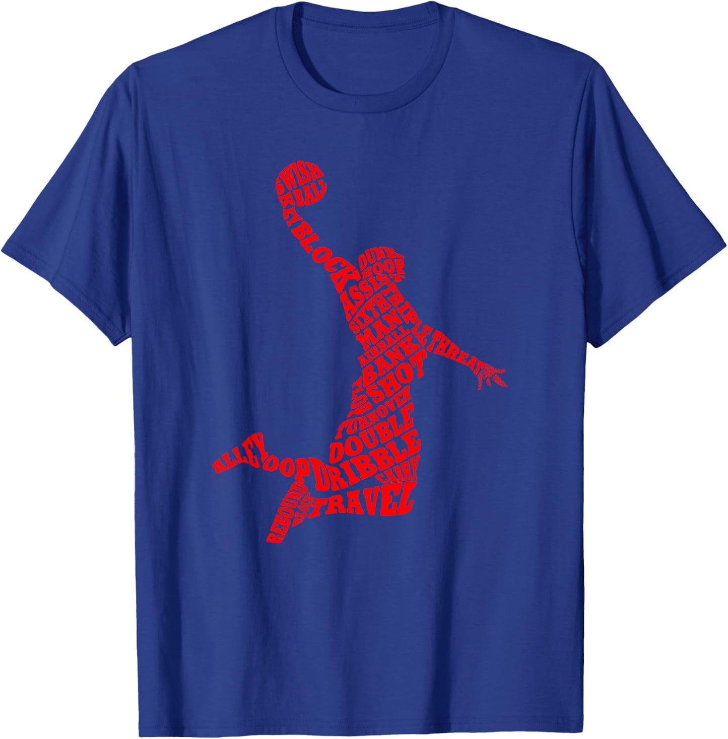 Basketball Player Typography Word Art T-Shirt - T-Shirt | Royal