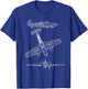 Hawker Hurricane Aircraft Blueprint Design T-Shirt - T-Shirt | Royal