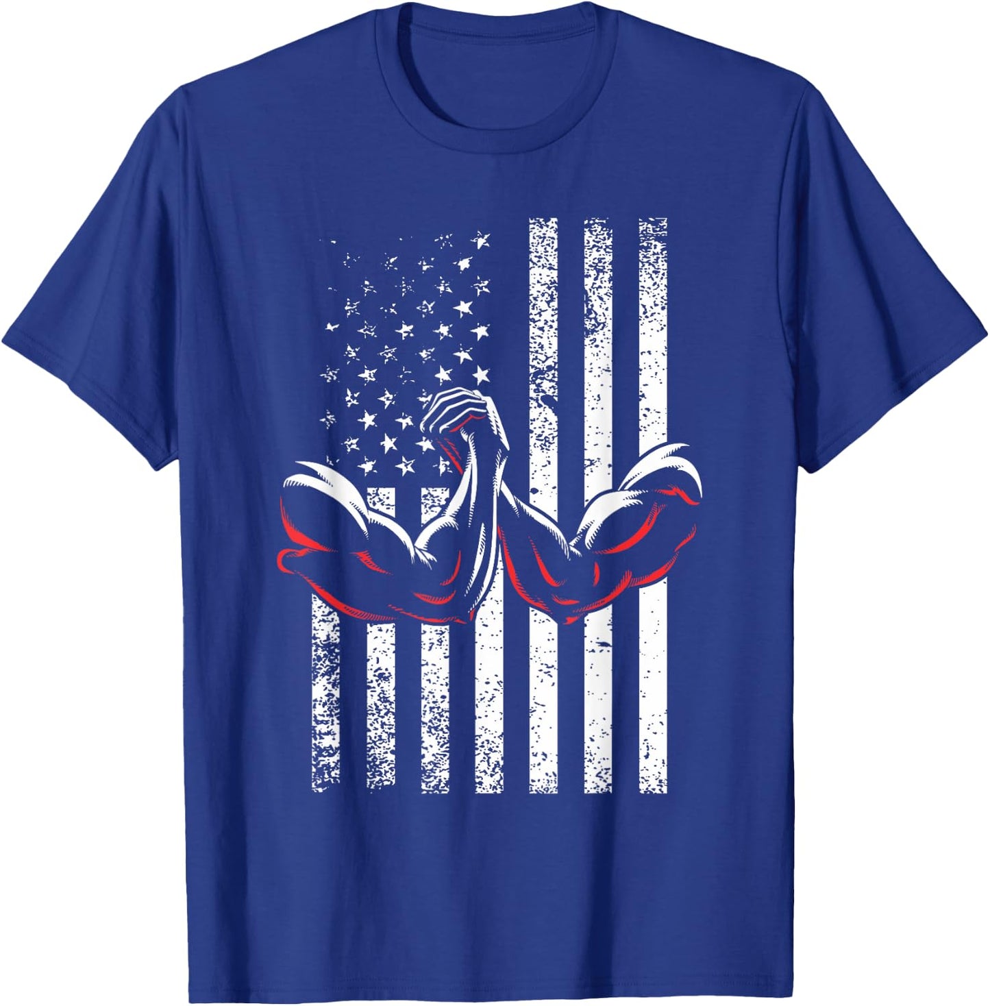 USA Flag Arm Wrestling Table Patriotic Armwrestling Machine T-Shirt - T-Shirt | Royal