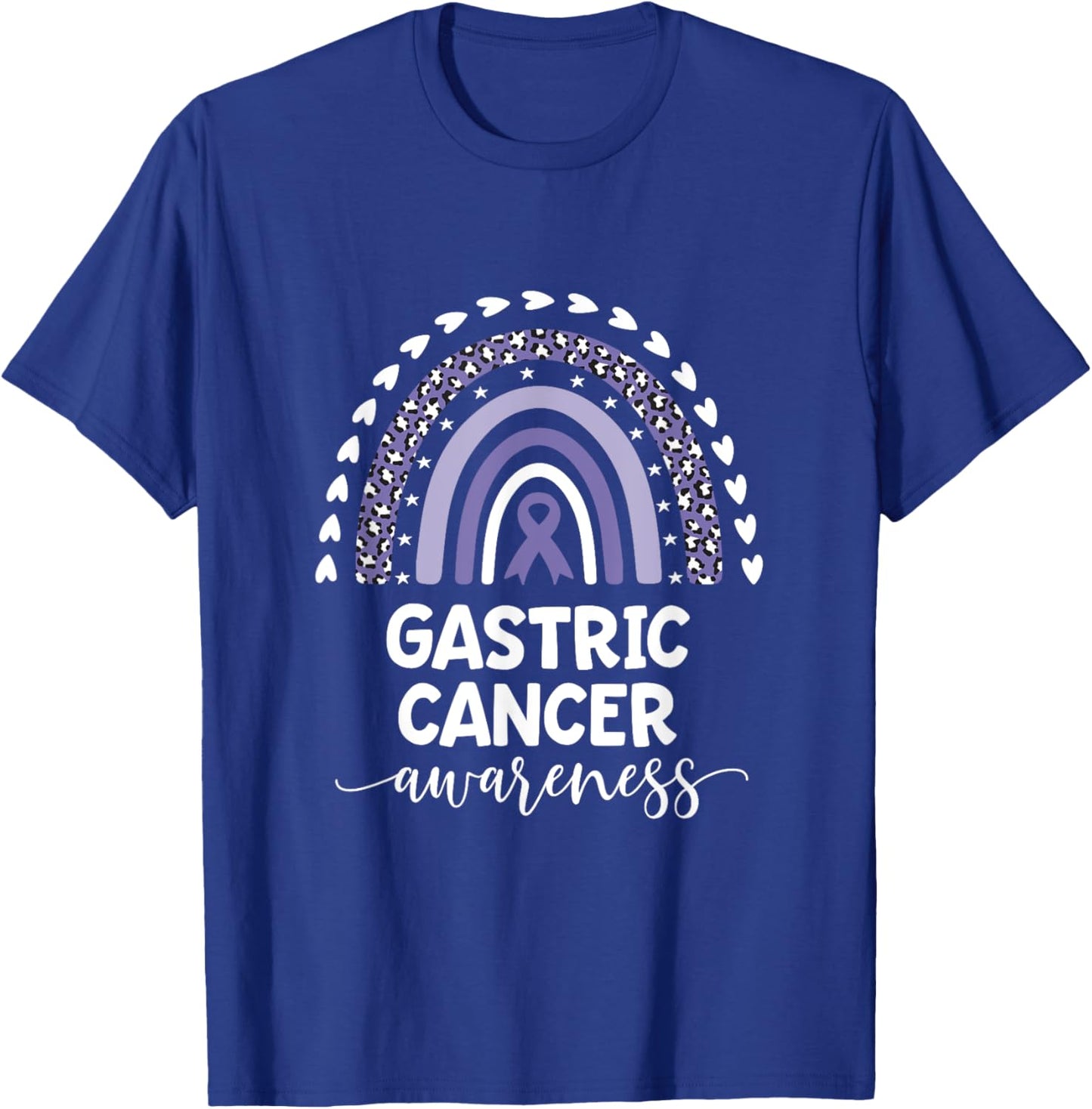 Purple Rainbow Ribbon Love Support Gastric Cancer Awareness T-Shirt - T-Shirt | Royal