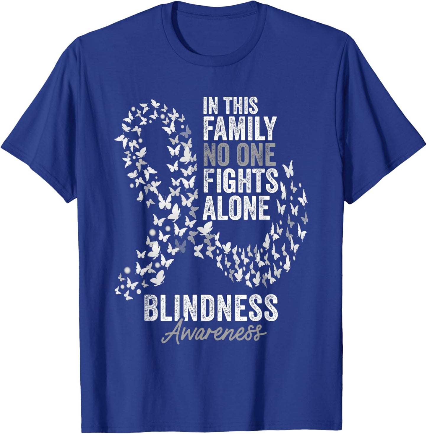 Blindness Awareness Month Butterflies White Ribbon T-Shirt - T-Shirt | Royal