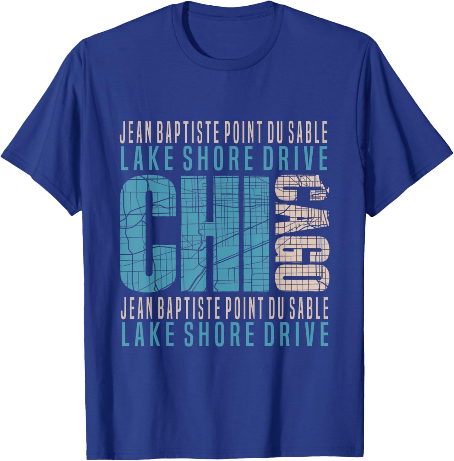 Chicago Jean Baptiste Point du Sable Lake Shore Drive T-Shirt - T-Shirt | Royal
