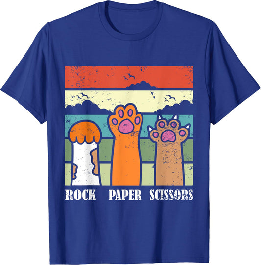 Rock Paper Scissors Game Kitten Lover Animal Paws Cat T-Shirt - T-Shirt | Royal