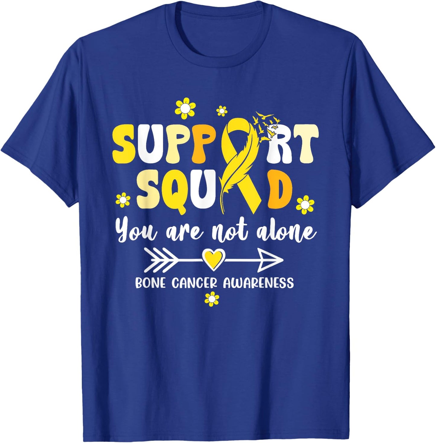 Groovy Support Squad Yellow Ribbon Bone Cancer Awareness T-Shirt - T-Shirt | Royal
