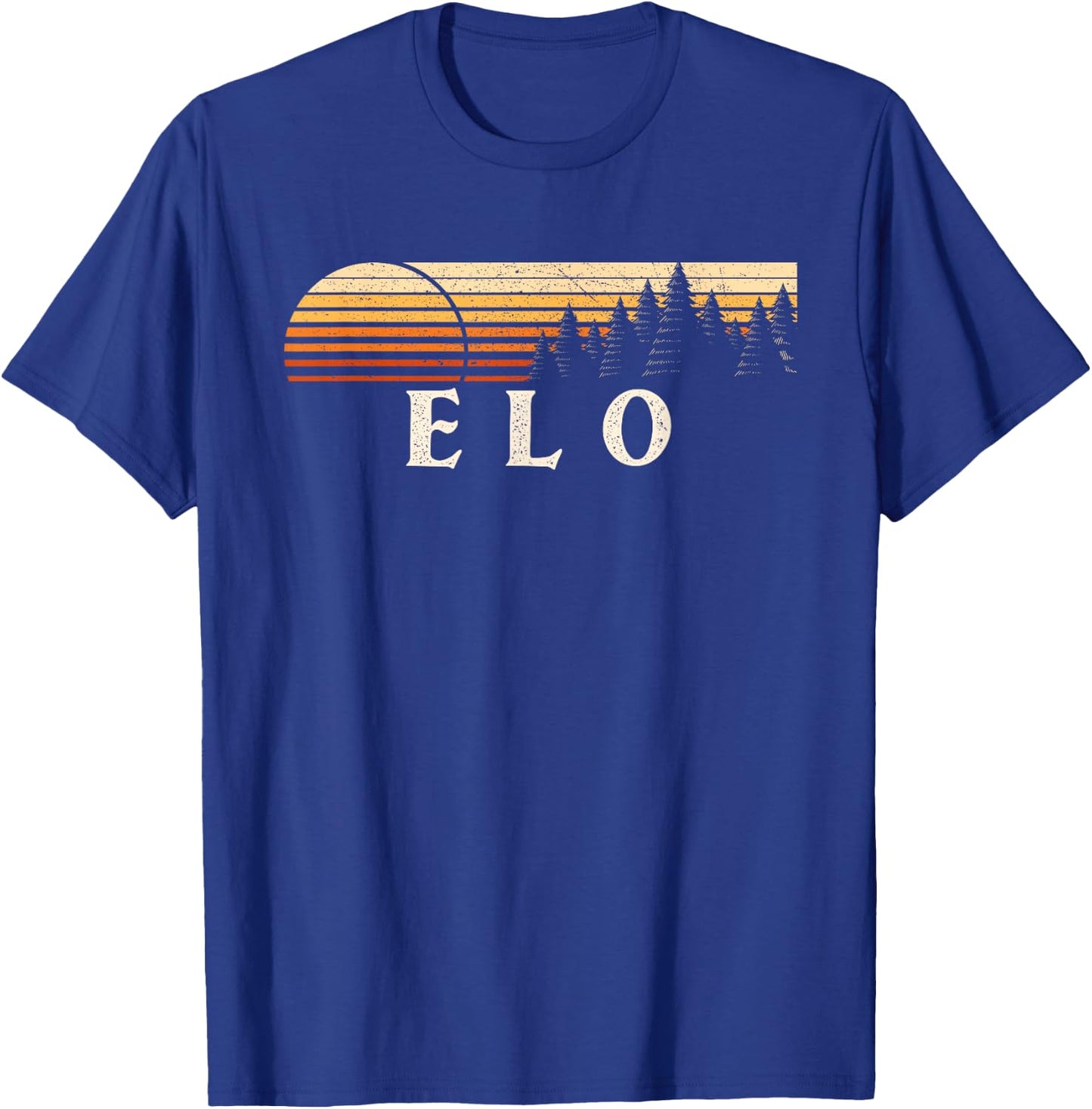 Elo, WI Vintage Evergreen Sunset Eighties Retro T-Shirt - T-Shirt | Royal