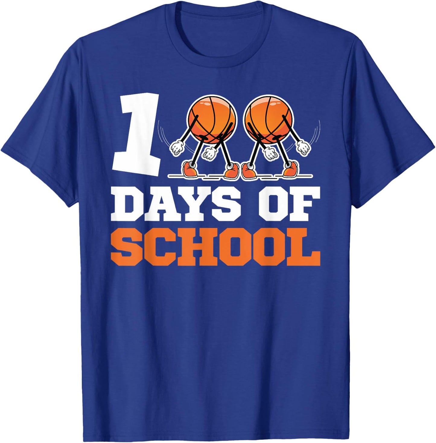 100th Day of School Basketball Kids 100 Days Of School T-Shirt - T-Shirt | Royal