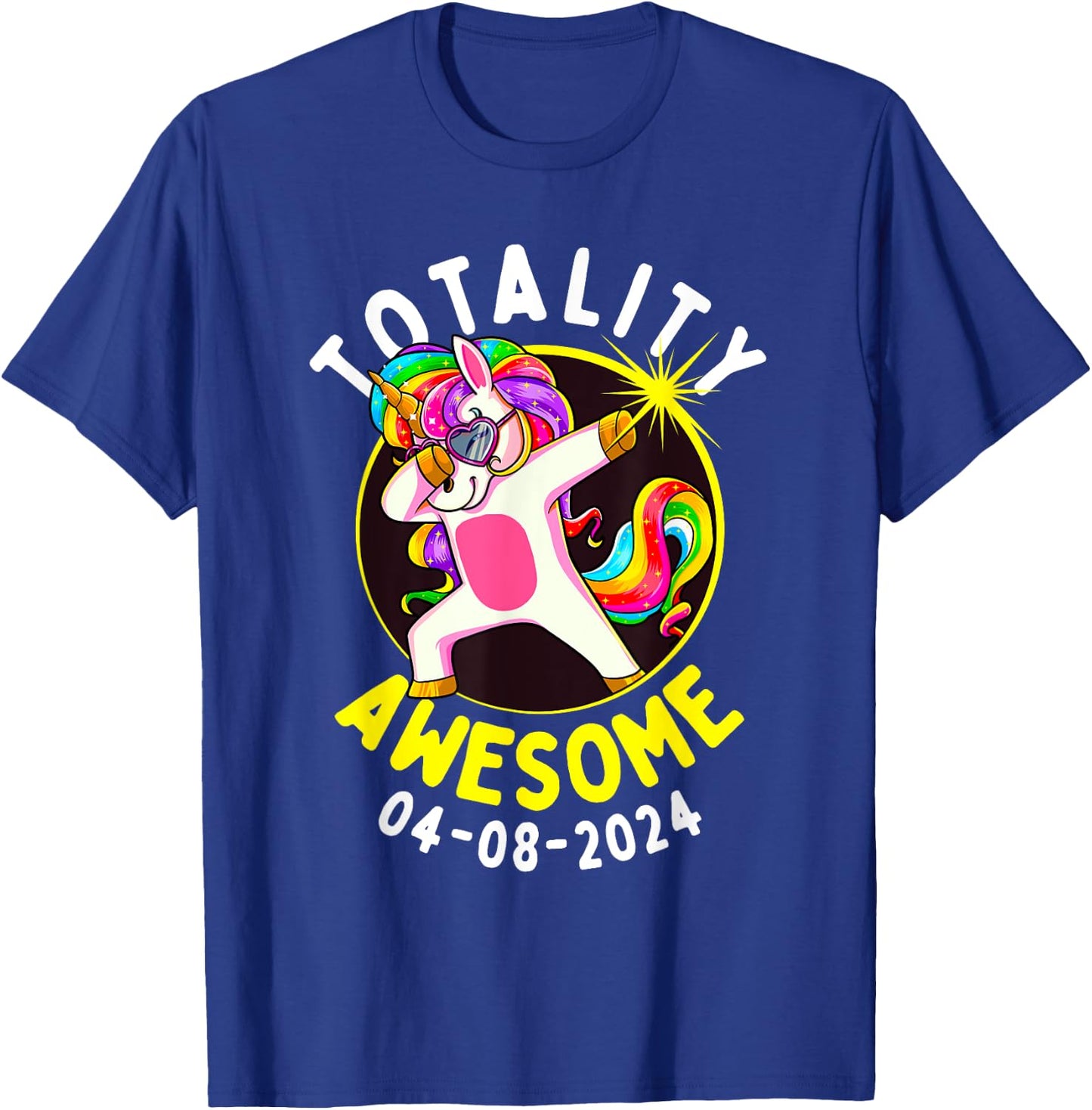 Solar Eclipse Totality Awesome 04-08-2024 Dabbing Unicorn T-Shirt - T-Shirt | Royal