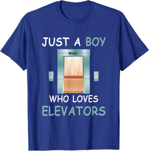 Elevator Just a Boy Who Loves Elevators Funny Quote T-Shirt - T-Shirt | Royal