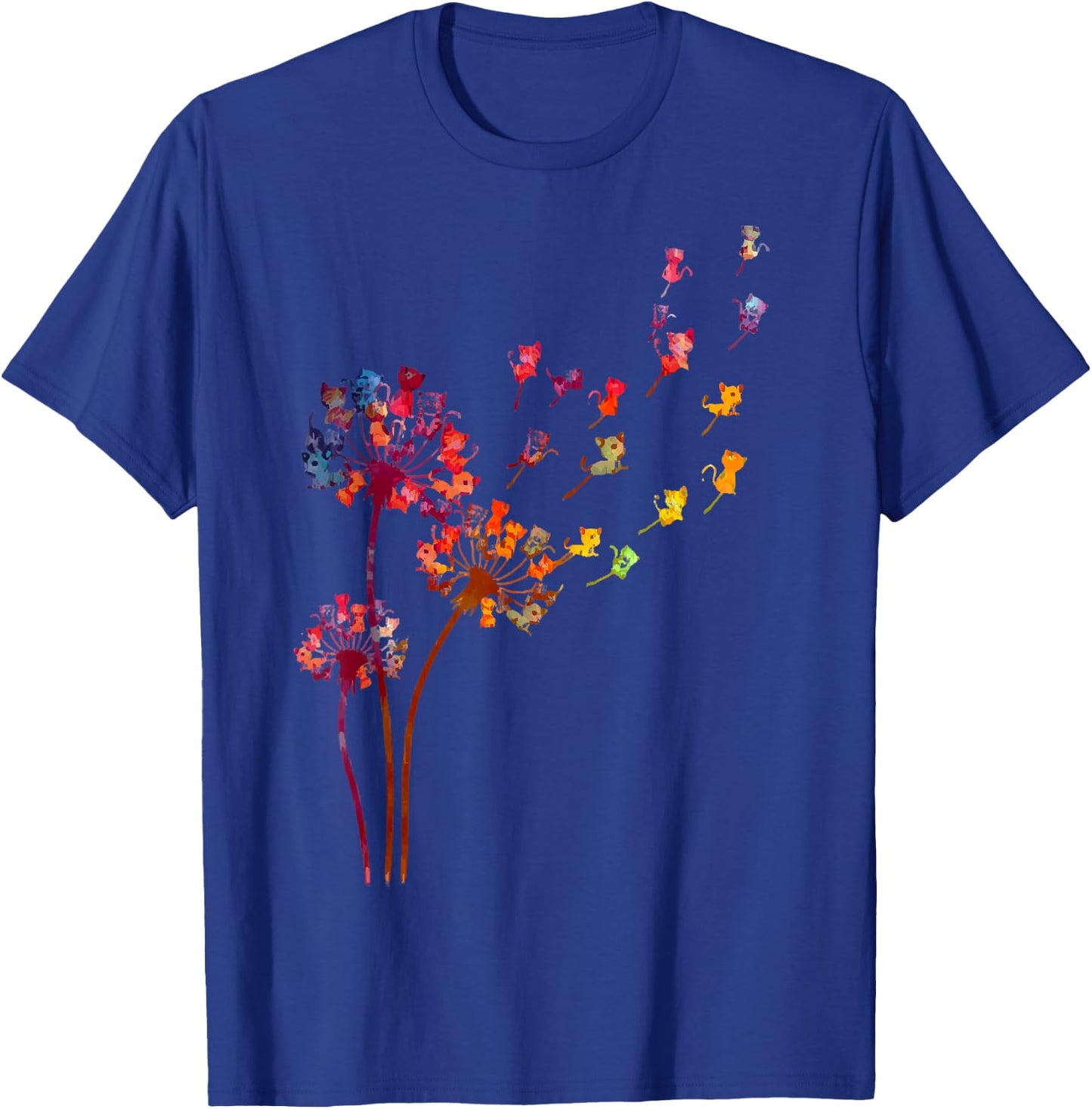 Tie Dye Dandelion Cats Flower Colorful Pet Cat Women T-Shirt - T-Shirt | Royal