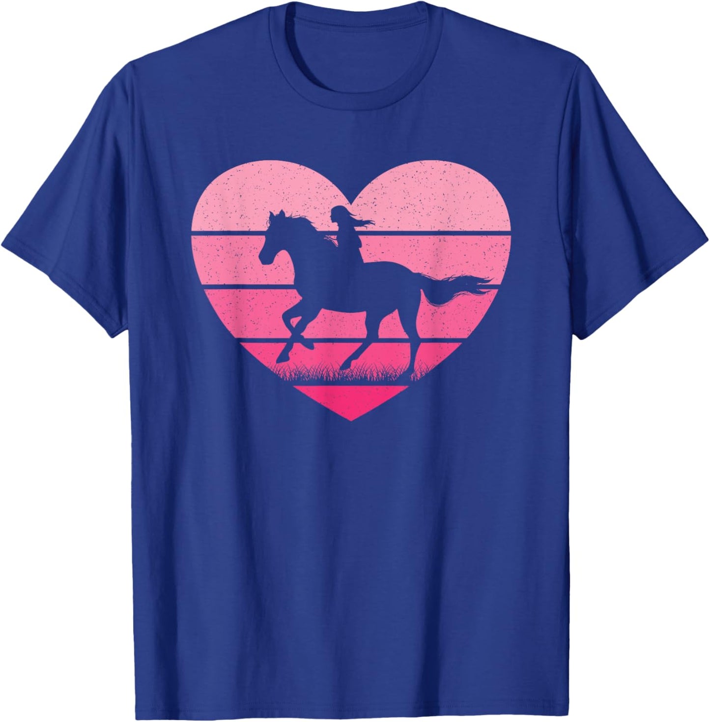 Cute Pink Retro Horse Heart Horseback Riding Horse Western T-Shirt - T-Shirt | Royal