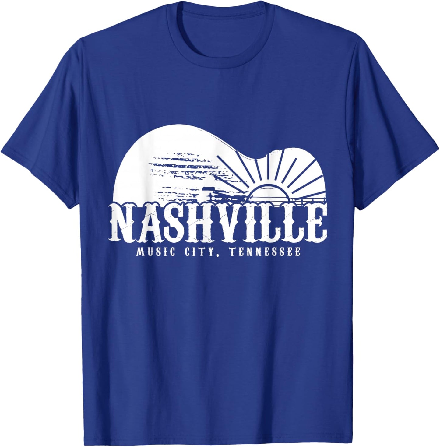 Nashville Tennessee Guitar Player Vintage Country Music City T-Shirt - T-Shirt | Royal
