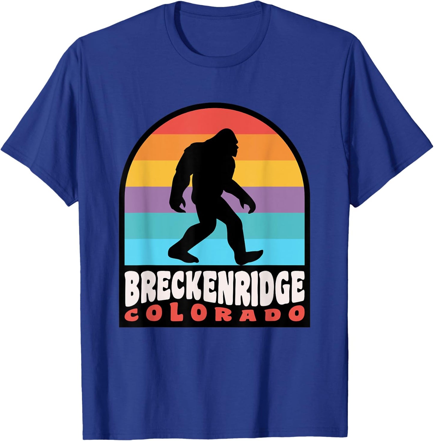 Breckenridge Colorado Bigfoot Sasquatch Retro Sunset T-Shirt - T-Shirt | Royal