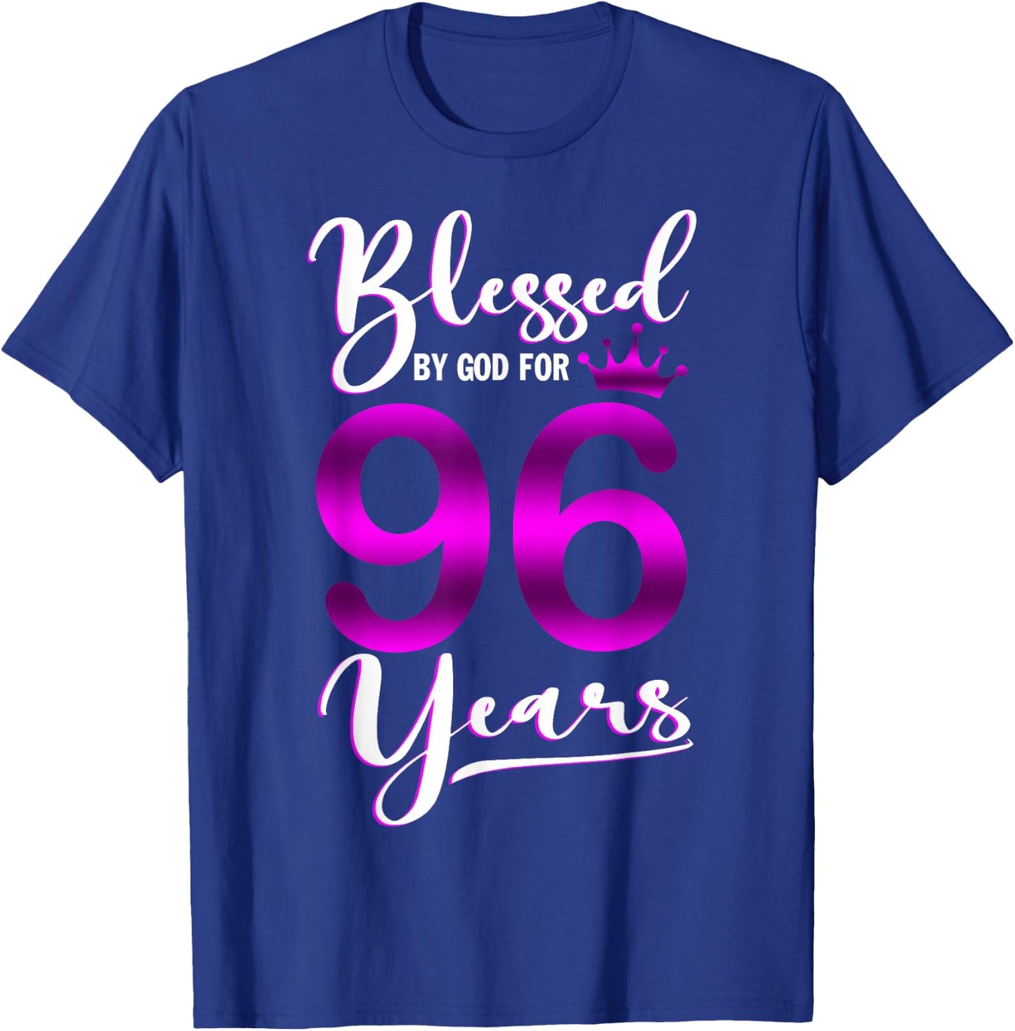 Vintage Blessed by God For 96 Years Old Happy 96th Birthday T-Shirt - T-Shirt | Royal