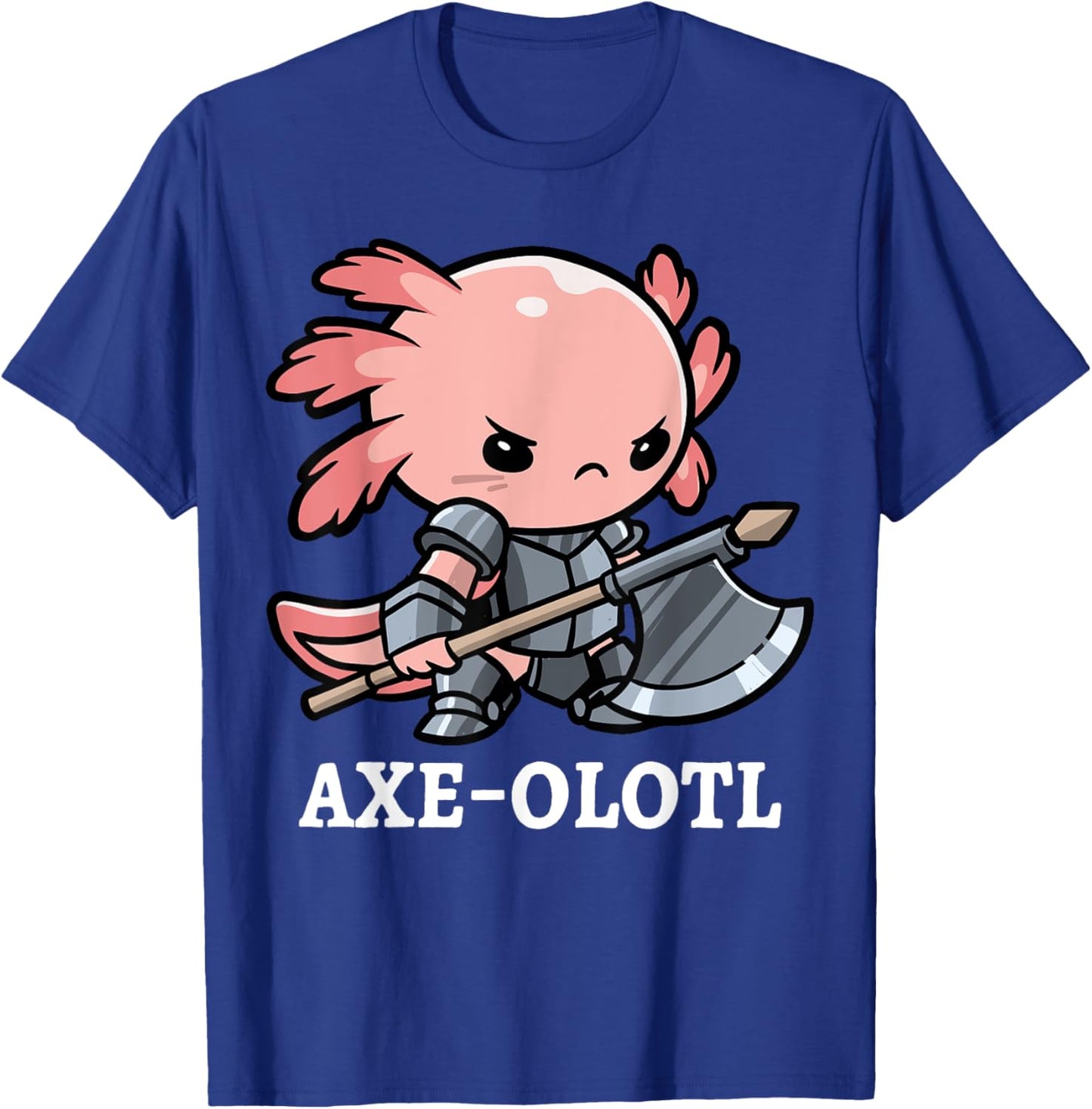 Axe-olotl Warrior Axolotl Mexican Salamander Axe Fighter T-Shirt - T-Shirt | Royal