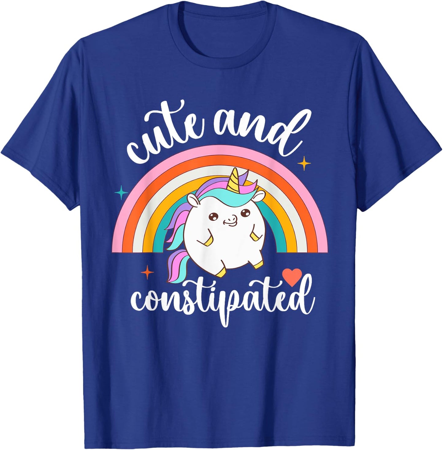 Funny Constipation IBS-C Tummy Ache Cute Constipated Unicorn T-Shirt - T-Shirt | Royal