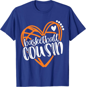 Girls Basketball COUSIN Heart Distressed T-Shirt - T-Shirt | Royal