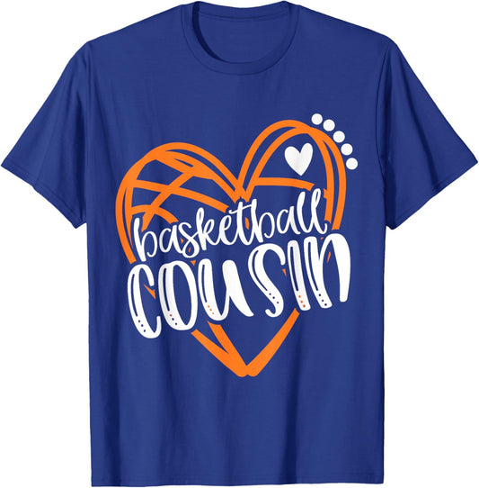 Girls Basketball COUSIN Heart Distressed T-Shirt - T-Shirt | Royal