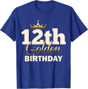 12th Golden Birthday Age Crown 12 Year Old Funny B-Day T-Shirt - T-Shirt | Royal