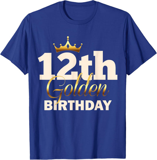 12th Golden Birthday Age Crown 12 Year Old Funny B-Day T-Shirt - T-Shirt | Royal