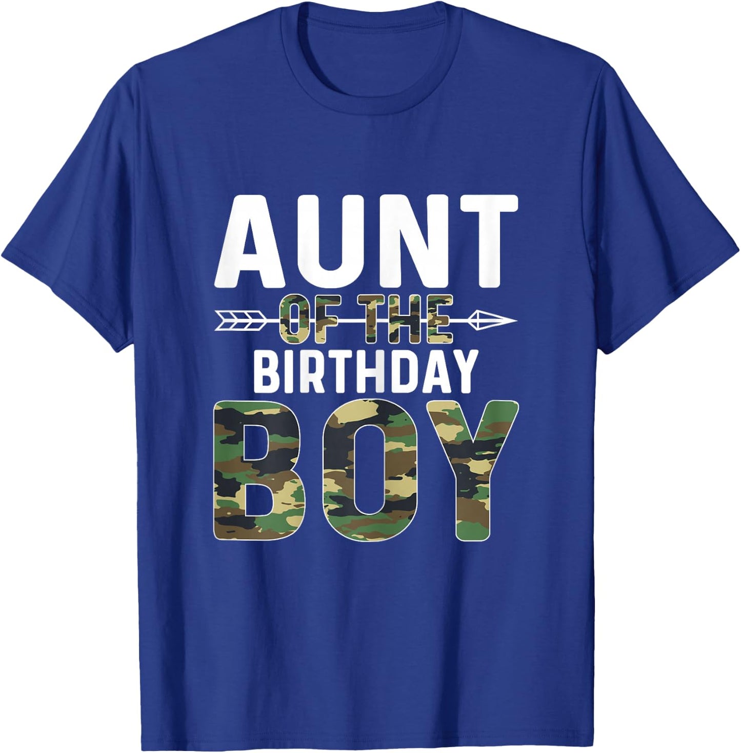 Camouflage Aunt of the Birthday Boy T-Shirt - T-Shirt | Royal