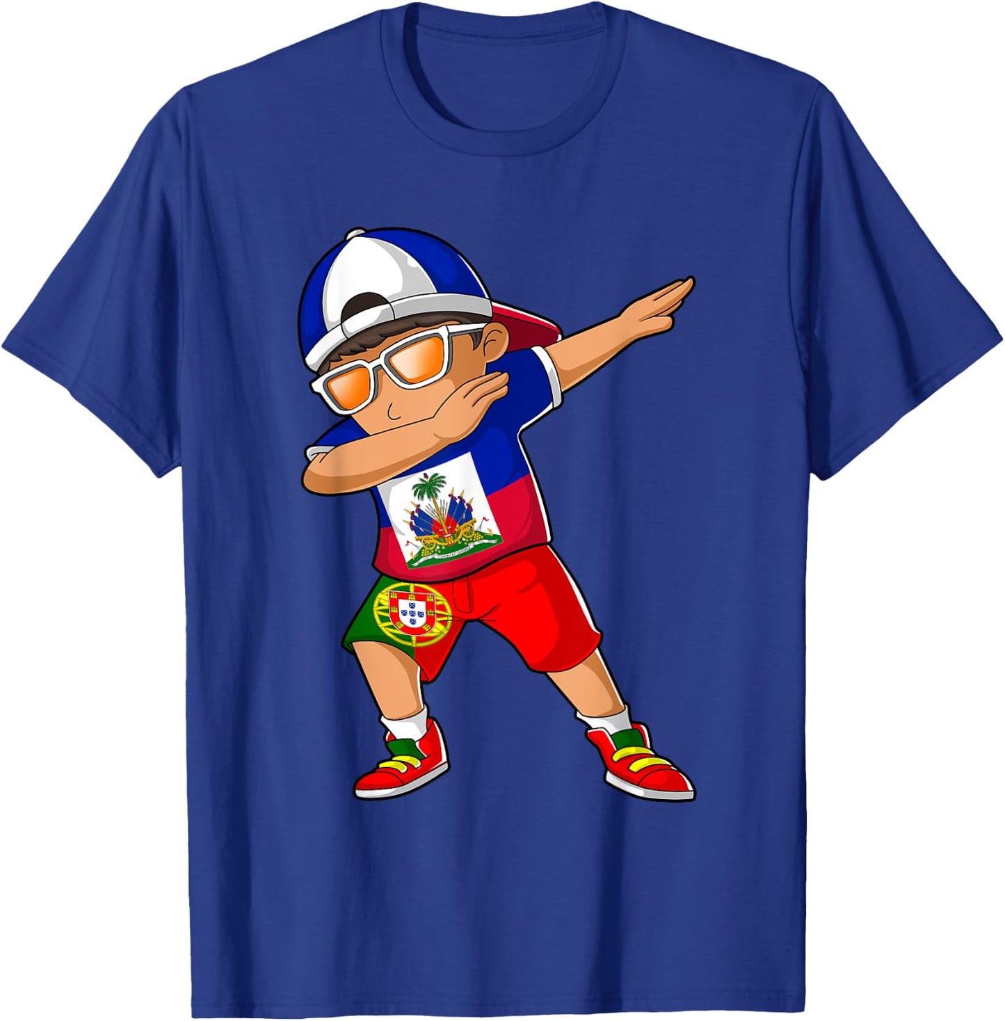 Half Haitian Half Portuguese Boy Haiti Portugal Flag T-Shirt - T-Shirt | Royal