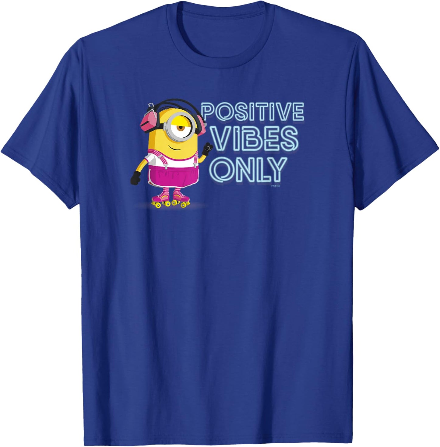 Minions Stuart Roller Skating Positive Vibes Only T-Shirt - T-Shirt | Royal