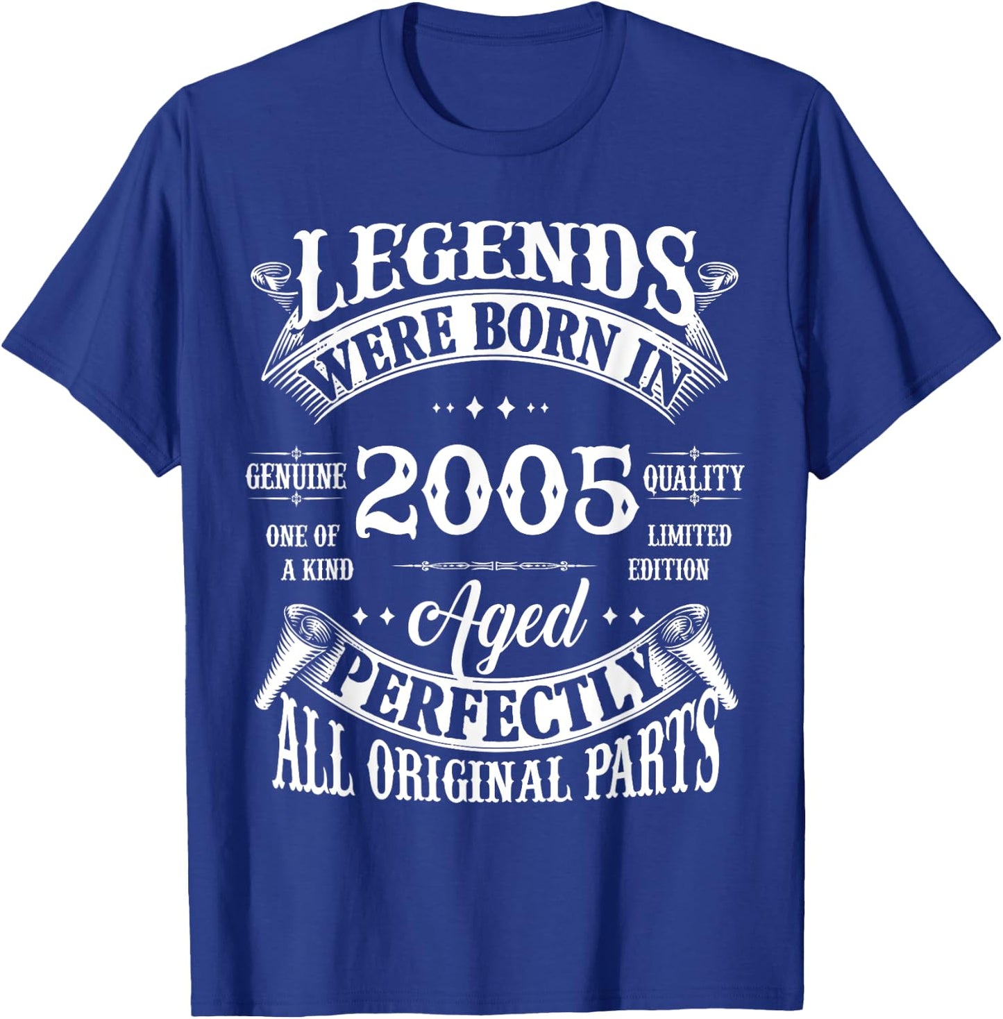 18th Birthday Vintage Legends Born In 2005 18 Years Old T-Shirt - T-Shirt | Royal