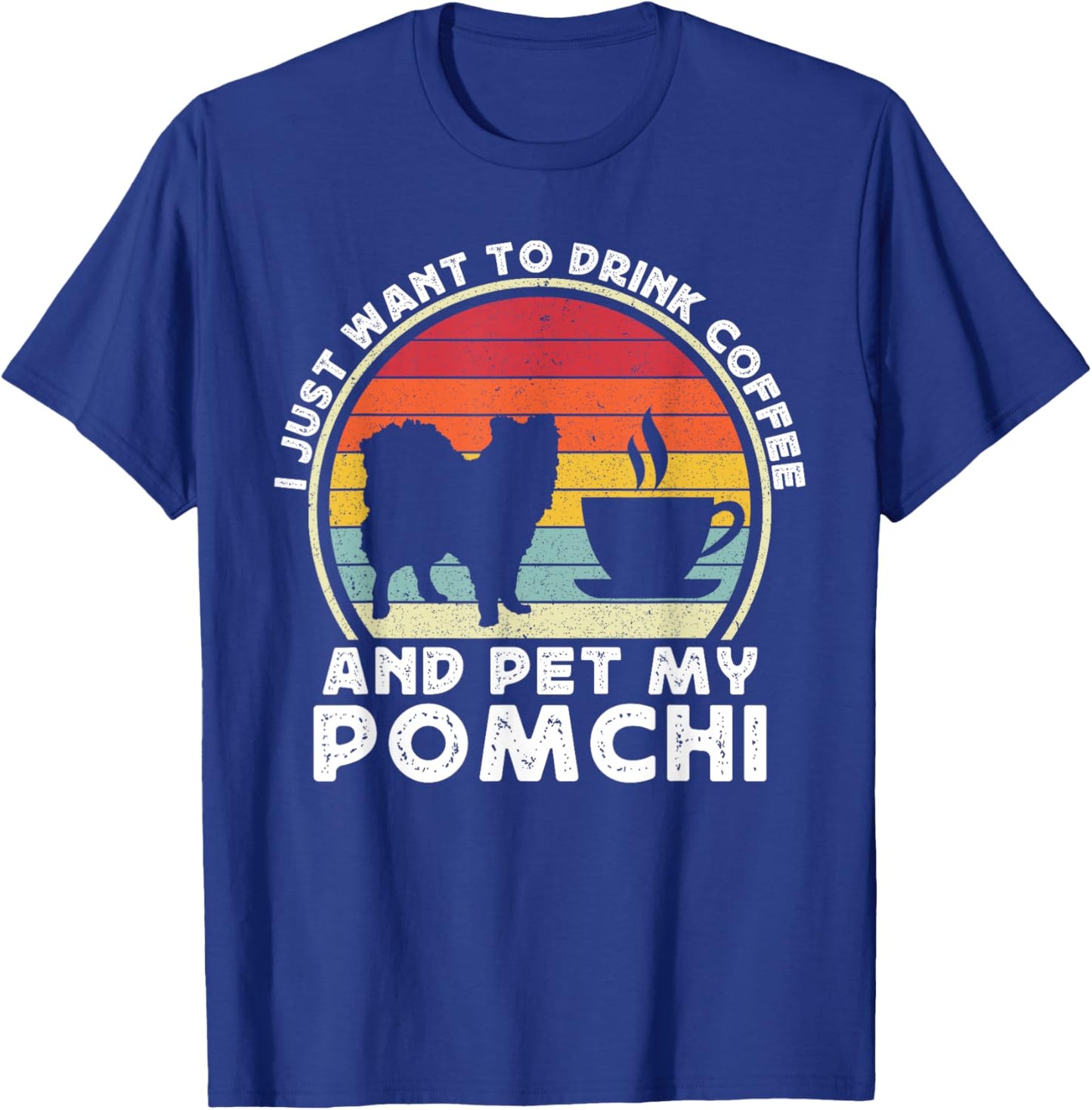 Coffee And Pomchi Women Pom-Chi Dog Mom Dad Funny T-Shirt - T-Shirt | Royal